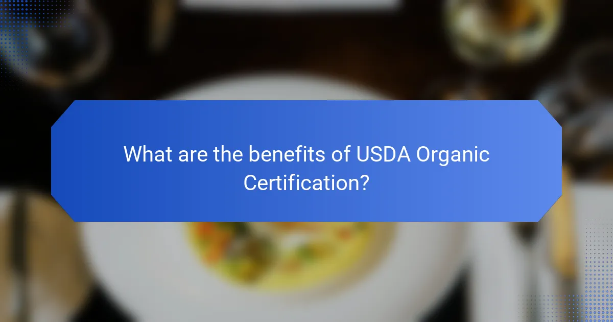 What are the benefits of USDA Organic Certification?