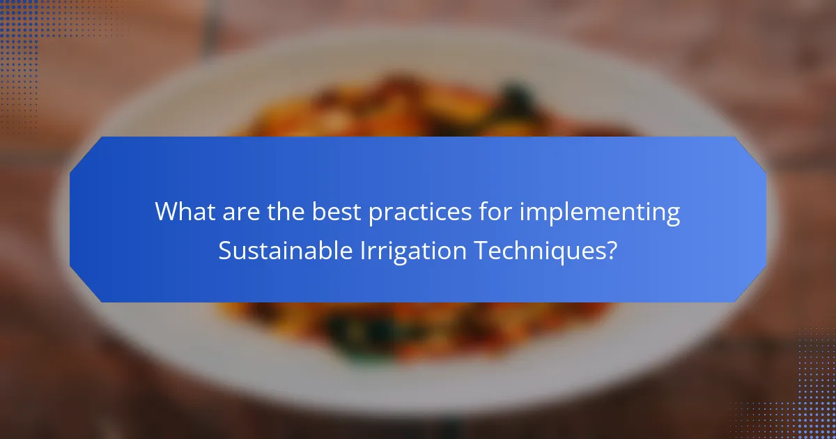 What are the best practices for implementing Sustainable Irrigation Techniques?