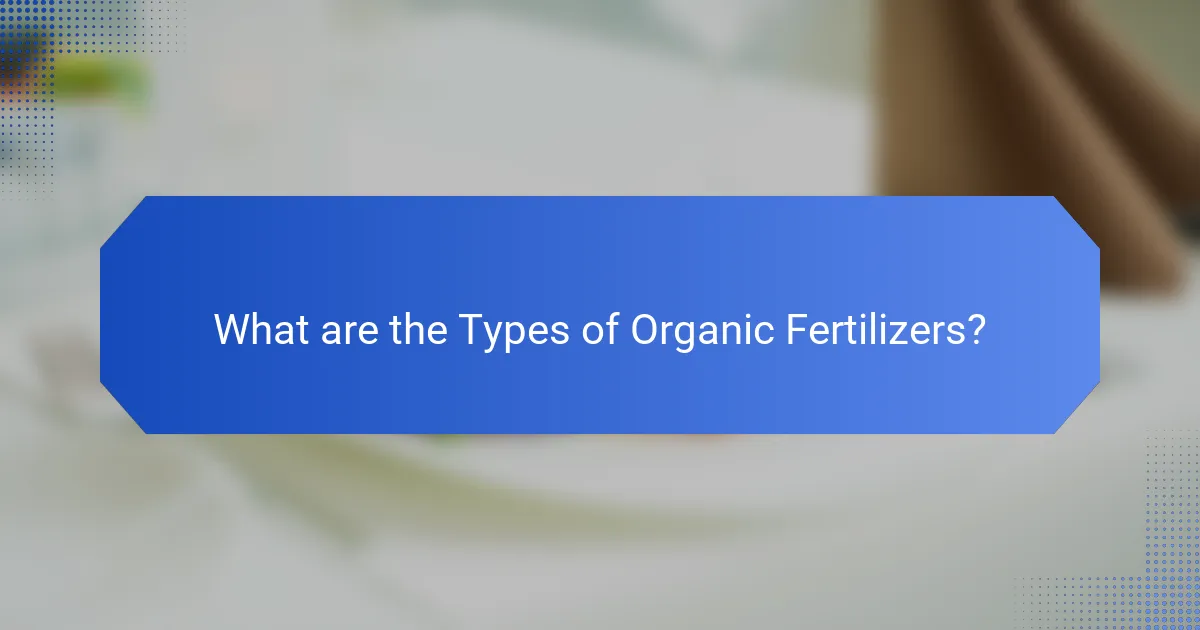 What are the Types of Organic Fertilizers?