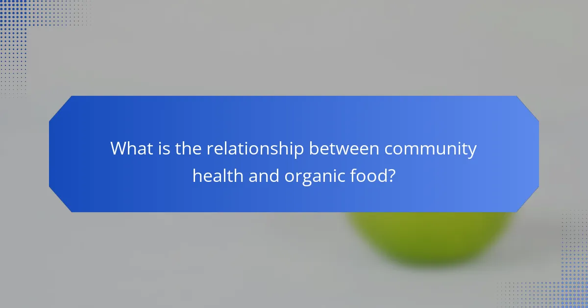 What is the relationship between community health and organic food?